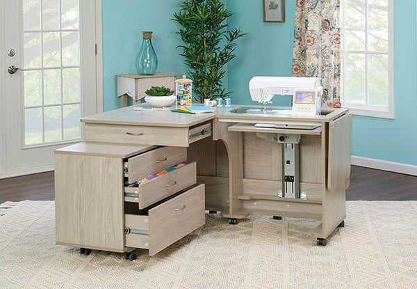 Quilters Vision (Cabinet and Caddie Set) Sewing Cabinet Gray Oak -  Tailormade Q-G001